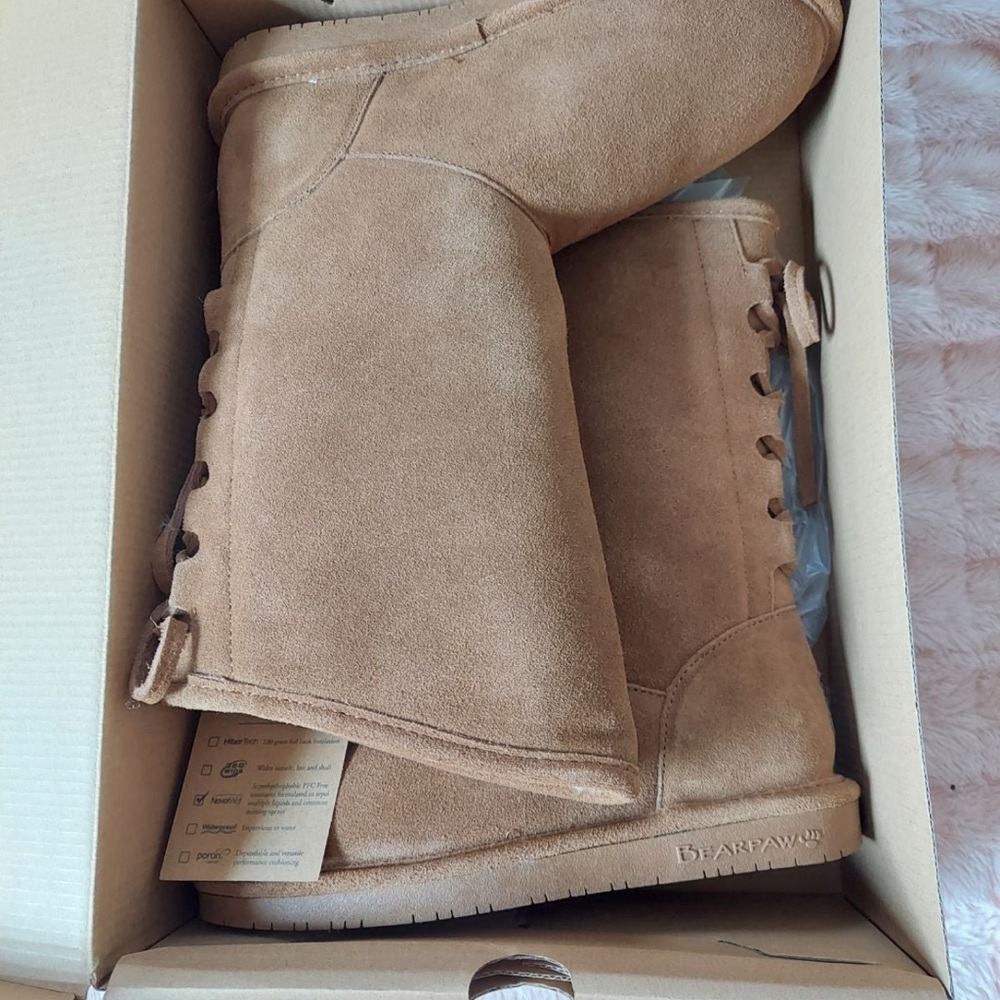 BearPaw Brown suede boots youth size 4